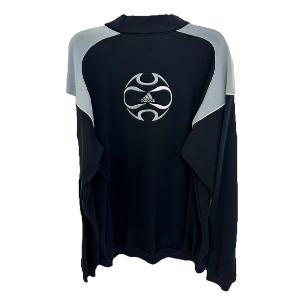 Men's Adidas Soccer Quarter-zip Jacket Black  Gray Soccer Ball Size XL NWOT - Picture 2 of 7